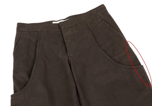 マルニMARNI コットンダブルポケットデザインワイドパンツ 茶38 K-112741_002