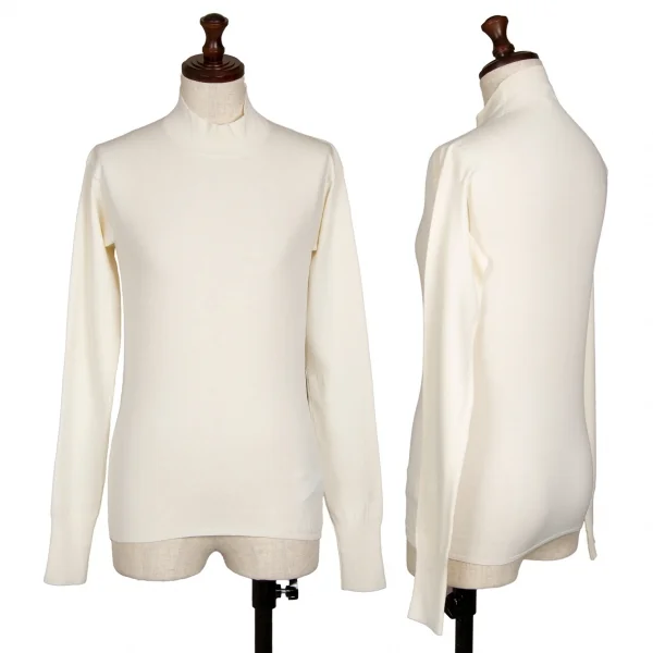 ジルサンダーJIL SANDER ロゴエンボスウールハイネックニット アイボリー36 K-112742_001