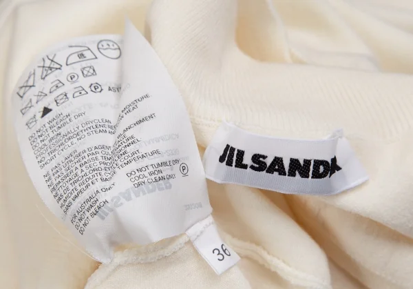ジルサンダーJIL SANDER ロゴエンボスウールハイネックニット アイボリー36 K-112742_012
