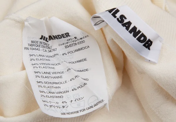 ジルサンダーJIL SANDER ロゴエンボスウールハイネックニット アイボリー36 K-112742_013