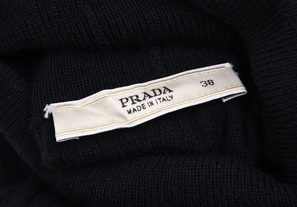 プラダPRADA タートルネックノースリーブリブニット 紺38 K-112746_011