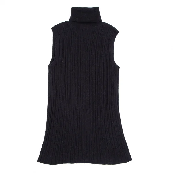 プラダPRADA タートルネックノースリーブリブニット 紺38 K-112746_002