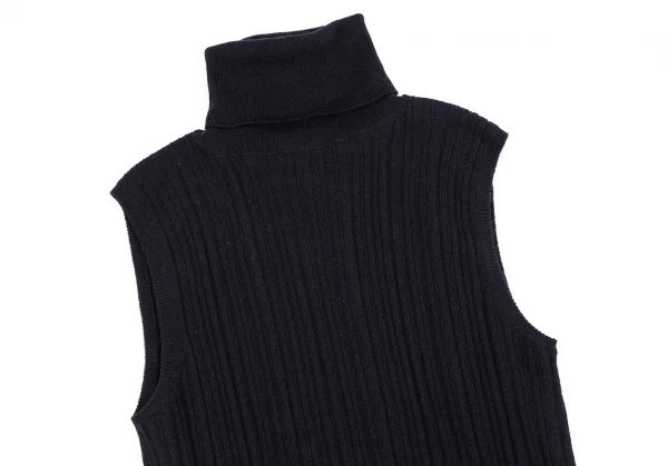 プラダPRADA タートルネックノースリーブリブニット 紺38 K-112746_003