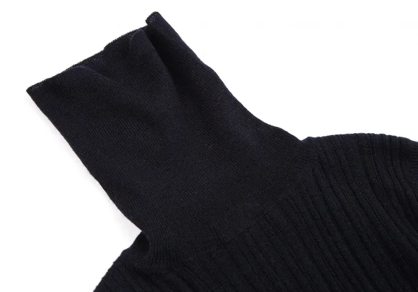 プラダPRADA タートルネックノースリーブリブニット 紺38 K-112746_005