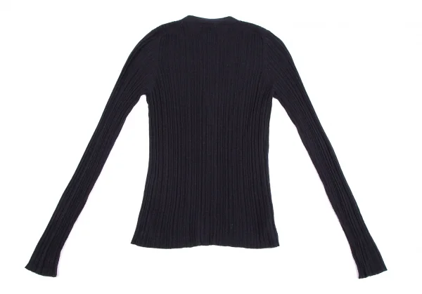 プラダPRADA ウールカシミヤリブニットカーディガン 紺38 K-112747_010