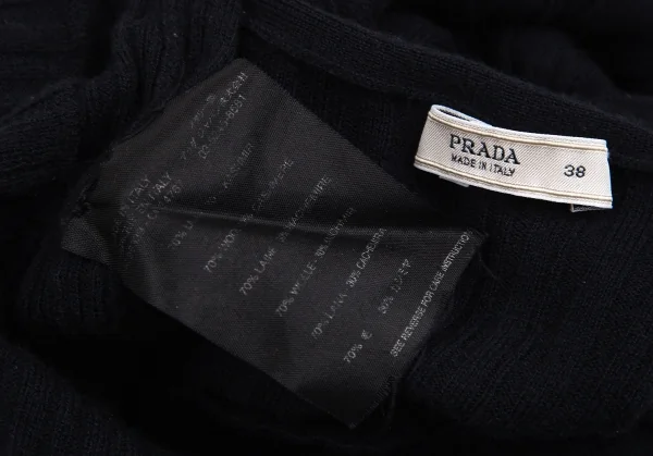 プラダPRADA ウールカシミヤリブニットカーディガン 紺38 K-112747_012