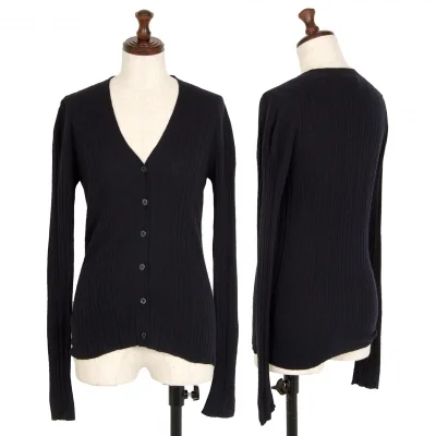 プラダPRADA ウールカシミヤリブニットカーディガン 紺