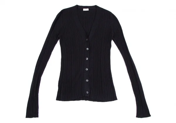 プラダPRADA ウールカシミヤリブニットカーディガン 紺38 K-112747_002