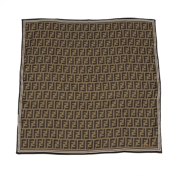 フェンディFENDI ズッカ柄ハンカチ ブラウン K-112748_001