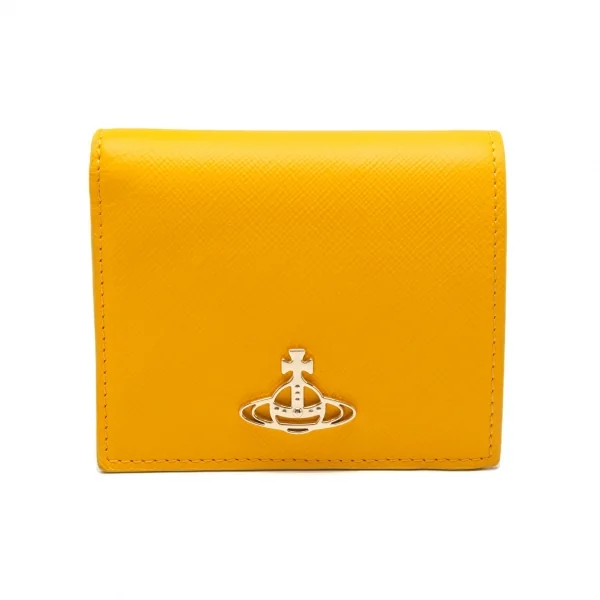 ヴィヴィアンウエストウッドVivienne Westwood PIMLICO サフィアーノレザーオーブ二つ折り財布 黄 K-112758_001