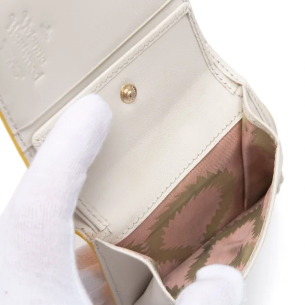 ヴィヴィアンウエストウッドVivienne Westwood PIMLICO サフィアーノレザーオーブ二つ折り財布 黄 K-112758_010