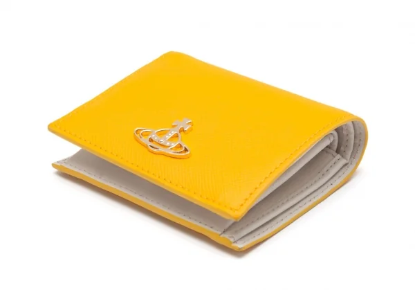 ヴィヴィアンウエストウッドVivienne Westwood PIMLICO サフィアーノレザーオーブ二つ折り財布 黄 K-112758_003