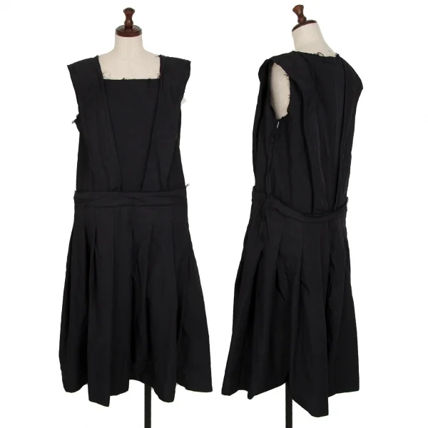 コムコム コムデギャルソンCOMME des GARCONS エステルカットオフプリーツ切替ノースリーブワンピース 紺S K-112773_001