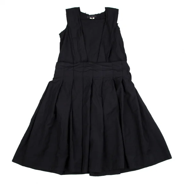 コムコム コムデギャルソンCOMME des GARCONS エステルカットオフプリーツ切替ノースリーブワンピース 紺S K-112773_002