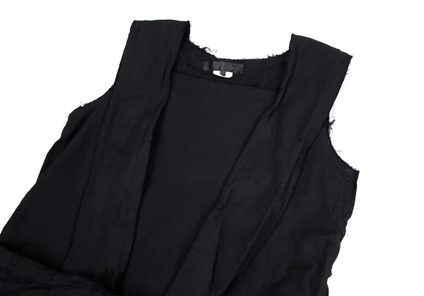 コムコム コムデギャルソンCOMME des GARCONS エステルカットオフプリーツ切替ノースリーブワンピース 紺S K-112773_003