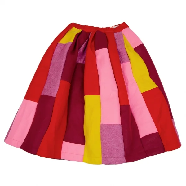 コムコム コムデギャルソンCOMME des GARCONS 製品洗いフェルトパッチワーク切替スカート マルチXS K-112783_002