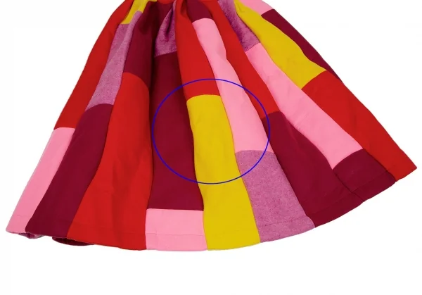 コムコム コムデギャルソンCOMME des GARCONS 製品洗いフェルトパッチワーク切替スカート マルチXS K-112783_006