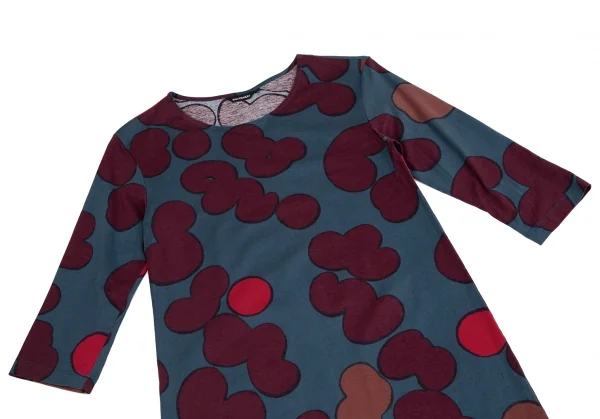 マリメッコmarimekko グラフィックプリントカットソーワンピース ブルーXS K-112798_003
