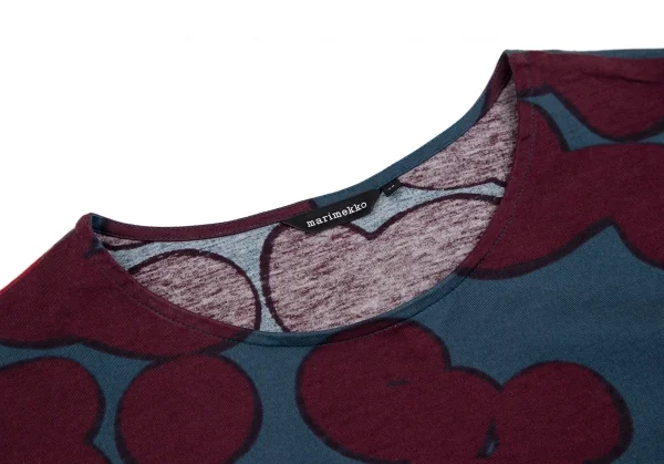 マリメッコmarimekko グラフィックプリントカットソーワンピース ブルーXS K-112798_004
