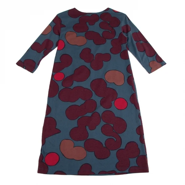 マリメッコmarimekko グラフィックプリントカットソーワンピース ブルーXS K-112798_009