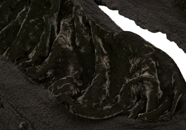 イッセイミヤケ ミーISSEY MIYAKE me ドレープベロア切替カリフラワージャケット 茶カーキF K-112806_010