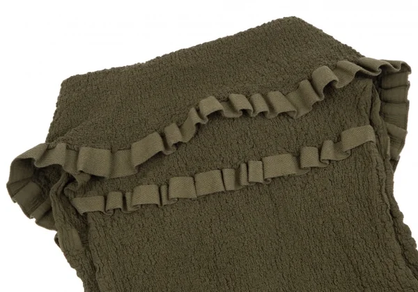 イッセイミヤケ ミーISSEY MIYAKE me テープトリムカリフラワーノースリーブトップス カーキF K-112808_012