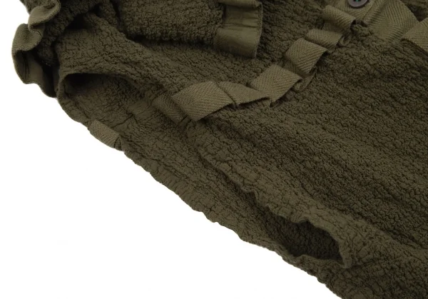 イッセイミヤケ ミーISSEY MIYAKE me テープトリムカリフラワーノースリーブトップス カーキF K-112808_004