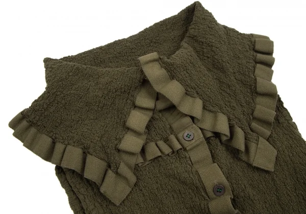 イッセイミヤケ ミーISSEY MIYAKE me テープトリムカリフラワーノースリーブトップス カーキF K-112808_005