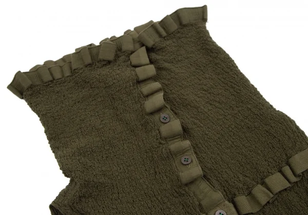 イッセイミヤケ ミーISSEY MIYAKE me テープトリムカリフラワーノースリーブトップス カーキF K-112808_006