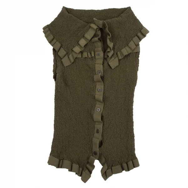 イッセイミヤケ ミーISSEY MIYAKE me テープトリムカリフラワーノースリーブセットアップ カーキF K-112810_003