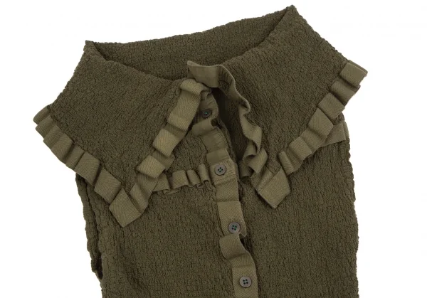 イッセイミヤケ ミーISSEY MIYAKE me テープトリムカリフラワーノースリーブセットアップ カーキF K-112810_004