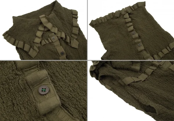 イッセイミヤケ ミーISSEY MIYAKE me テープトリムカリフラワーノースリーブセットアップ カーキF K-112810_005