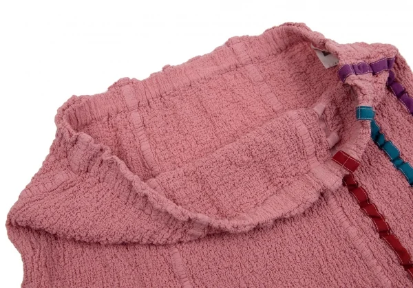イッセイミヤケ ミーISSEY MIYAKE me テープ貼付けデザインカリフラワーノースリーブセットアップ ピンクF K-112813_016