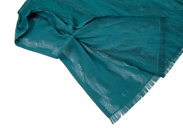 プリーツプリーズPLEATS PLEASE ストレッチフローラルレーススクエアシルエットカーディガン ターコイズ3 K-112819_004