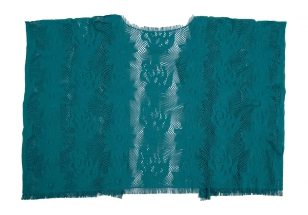 プリーツプリーズPLEATS PLEASE ストレッチフローラルレーススクエアシルエットカーディガン ターコイズ3 K-112819_007