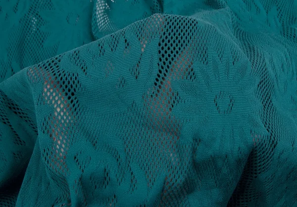 プリーツプリーズPLEATS PLEASE ストレッチフローラルレーススクエアシルエットカーディガン ターコイズ3 K-112819_008