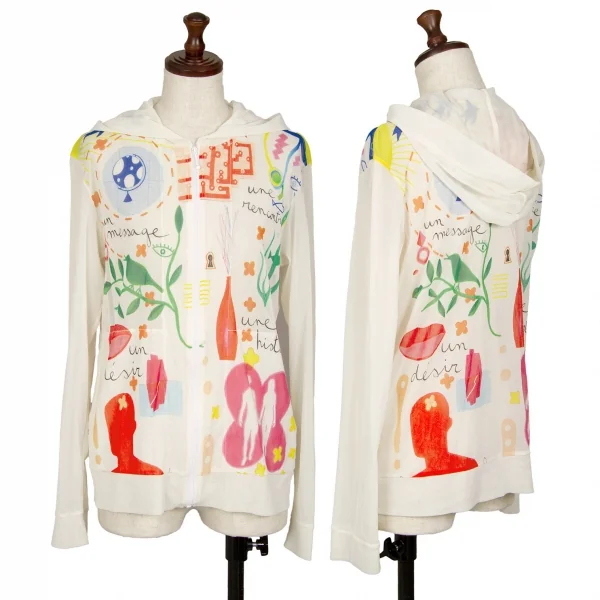 プリーツプリーズPLEATS PLEASE グラフィックプリントチュールジップアップパーカー オフ5 K-112823_001