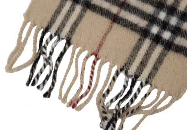 バーバリーBURBERRY LONDON ラムウールノバチェックフリンジマフラー ベージュ K-112840_003