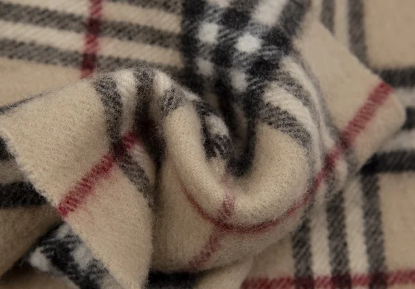 バーバリーBURBERRY LONDON ラムウールノバチェックフリンジマフラー ベージュ K-112840_004