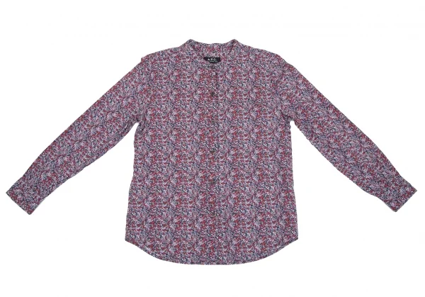 アーペーセーA.P.C. 小花プリントバンドカラーシャツ 紺紫他XS K-112849_002