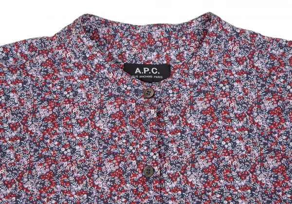 アーペーセーA.P.C. 小花プリントバンドカラーシャツ 紺紫他XS K-112849_003