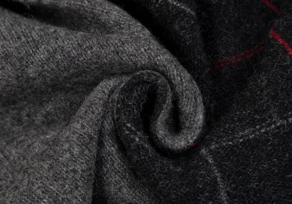 コムデギャルソン オムCOMME des GARCONS HOMME フロント無地切替チェックVネックニットセーター グレーS K-112854_014