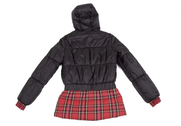 ジュニアゴルチエJUNIOR GAULTIER タータンチェックレイヤードデザイン中綿ジャケット 黒赤14A K-112856_014