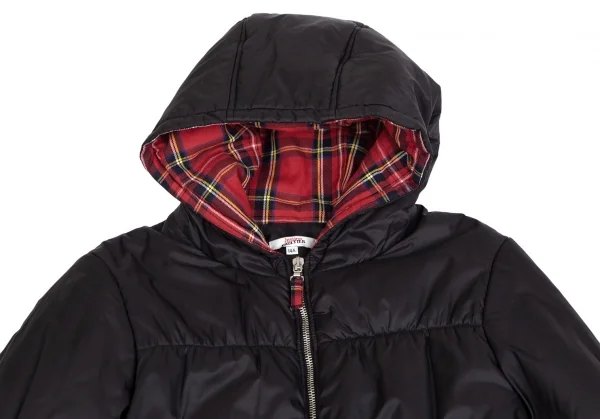ジュニアゴルチエJUNIOR GAULTIER タータンチェックレイヤードデザイン中綿ジャケット 黒赤14A K-112856_003