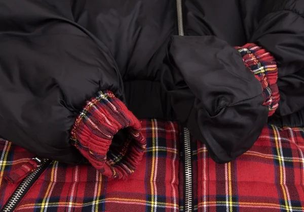 ジュニアゴルチエJUNIOR GAULTIER タータンチェックレイヤードデザイン中綿ジャケット 黒赤14A K-112856_006