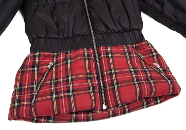 ジュニアゴルチエJUNIOR GAULTIER タータンチェックレイヤードデザイン中綿ジャケット 黒赤14A K-112856_007