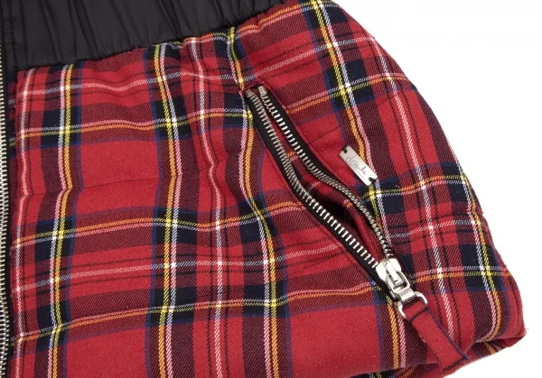 ジュニアゴルチエJUNIOR GAULTIER タータンチェックレイヤードデザイン中綿ジャケット 黒赤14A K-112856_008