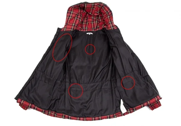 ジュニアゴルチエJUNIOR GAULTIER タータンチェックレイヤードデザイン中綿ジャケット 黒赤14A K-112856_009