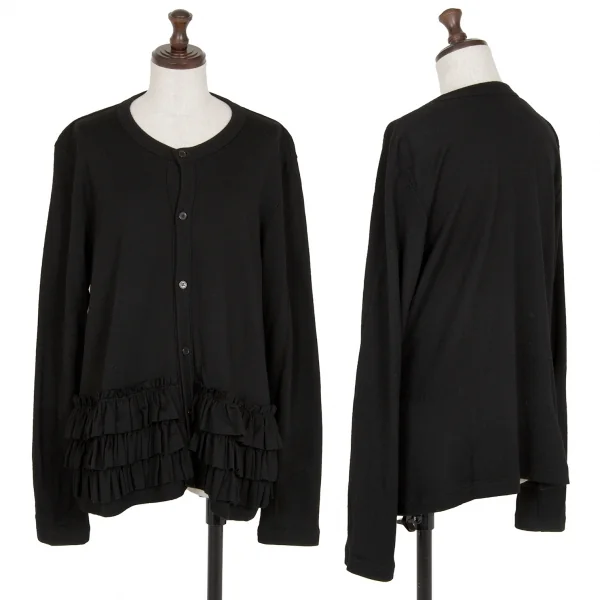 ノアール ケイ ニノミヤnoir kei ninomiya ウール裾フリル装飾ニットカーディガン 黒M K-112873_001