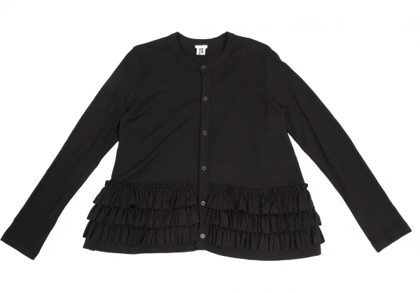 ノアール ケイ ニノミヤnoir kei ninomiya ウール裾フリル装飾ニットカーディガン 黒M K-112873_002